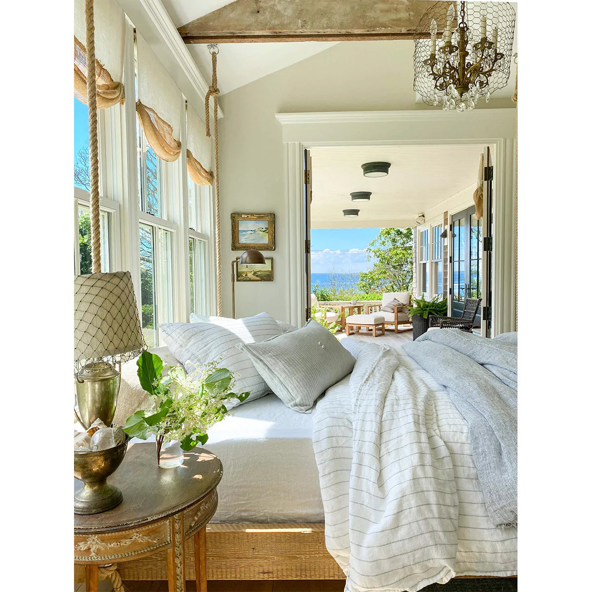 BLAKE - WHITE/OCEAN-DUVETS &amp; SHAMS-Pom Pom at Home