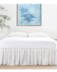 GATHERED LINEN BEDSKIRT- WHITE-Bed Skirt-Pom Pom at Home